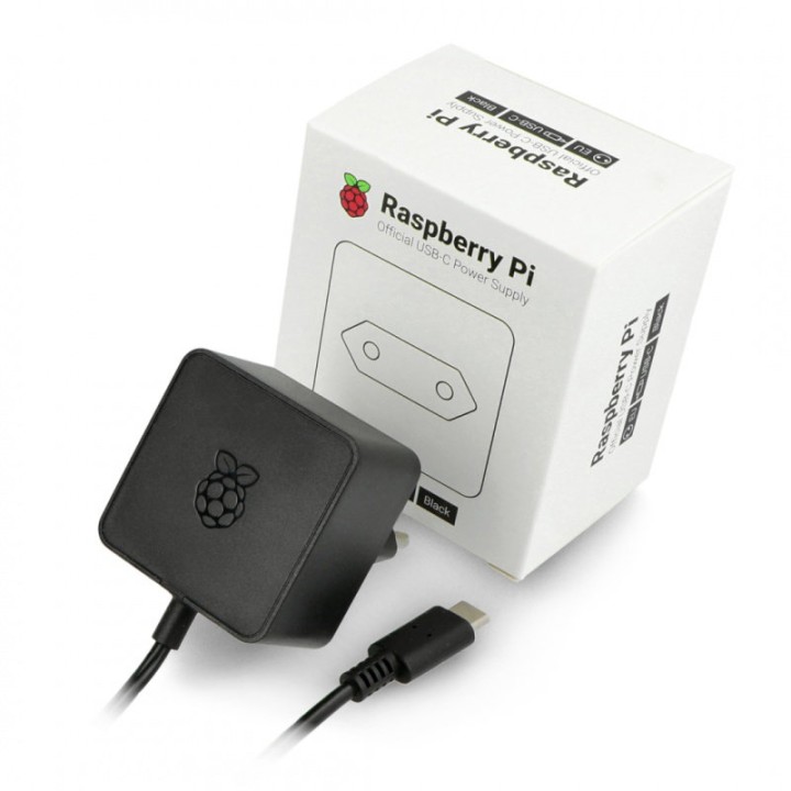 Alimentator oficial Raspberry Pi 4, USB-C 5,1 V / 3 A, negru