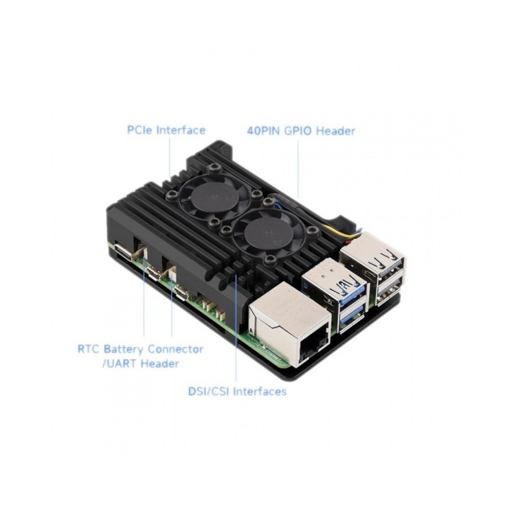 Carcasă Radiator cu Ventilator Dual Pi 5