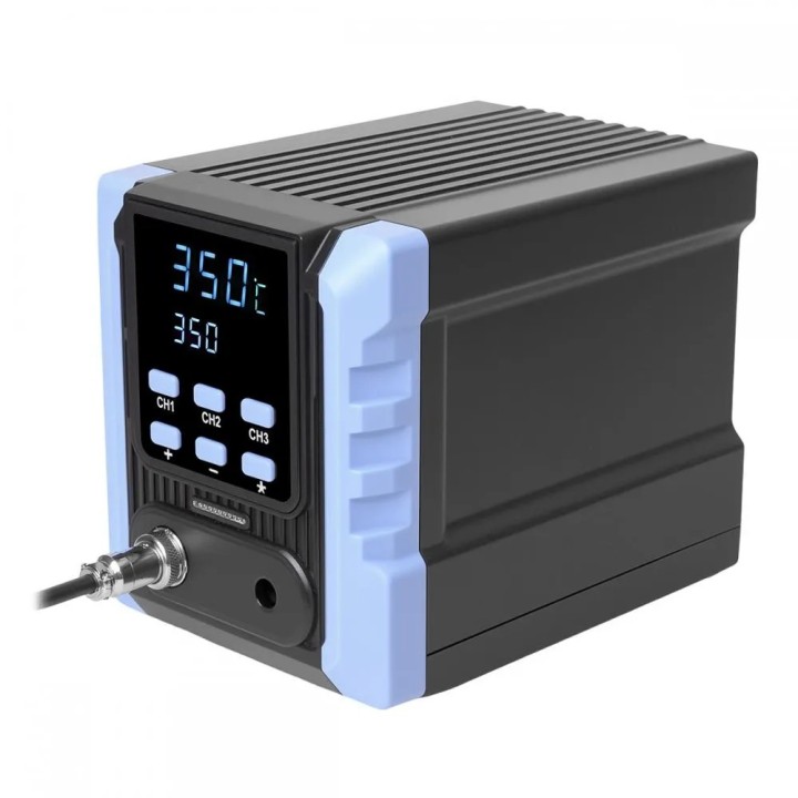 Unitatea de control ZD-8955 văzută din față: afișaj cu două rânduri, butoanele CH1, CH2, CH3, +, −, * și mufa pistolului