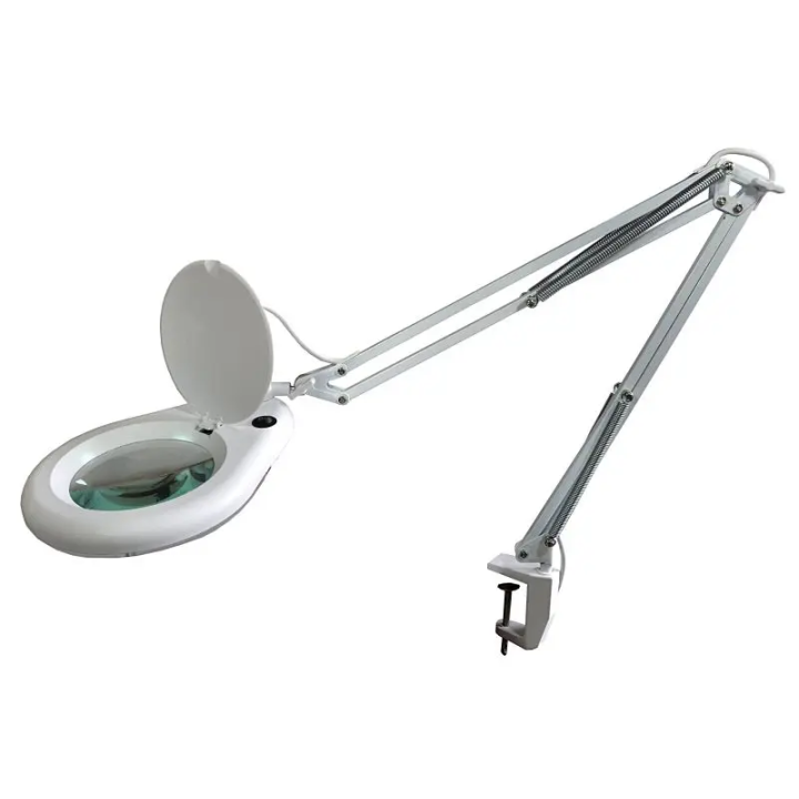 Lampă cu lupă ZD-129A, LED 7 W, lentilă 127 mm / 5D, prindere de masă